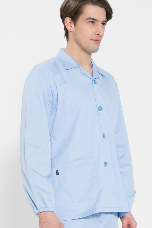 긴팔 TC32수 스판덱스 위생복 셔츠(남성용) /스카이블루