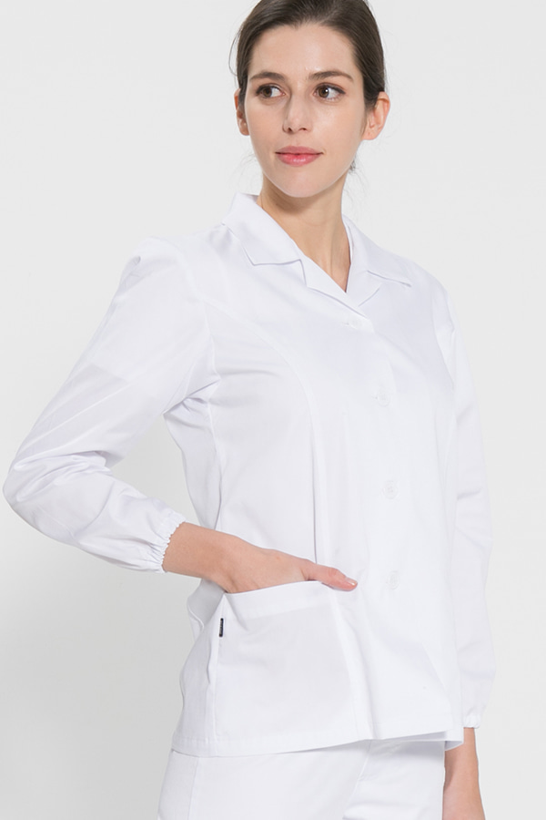 긴팔 TC32수 스판덱스 위생복 셔츠(여성용) / 화이트